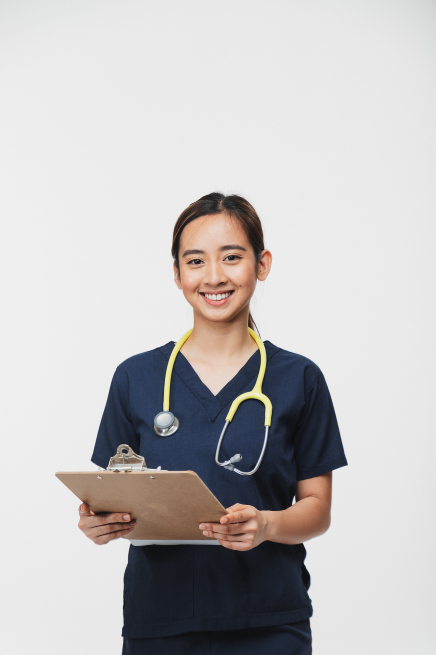Female Doctor in Scrub Suit with Stethoscope
